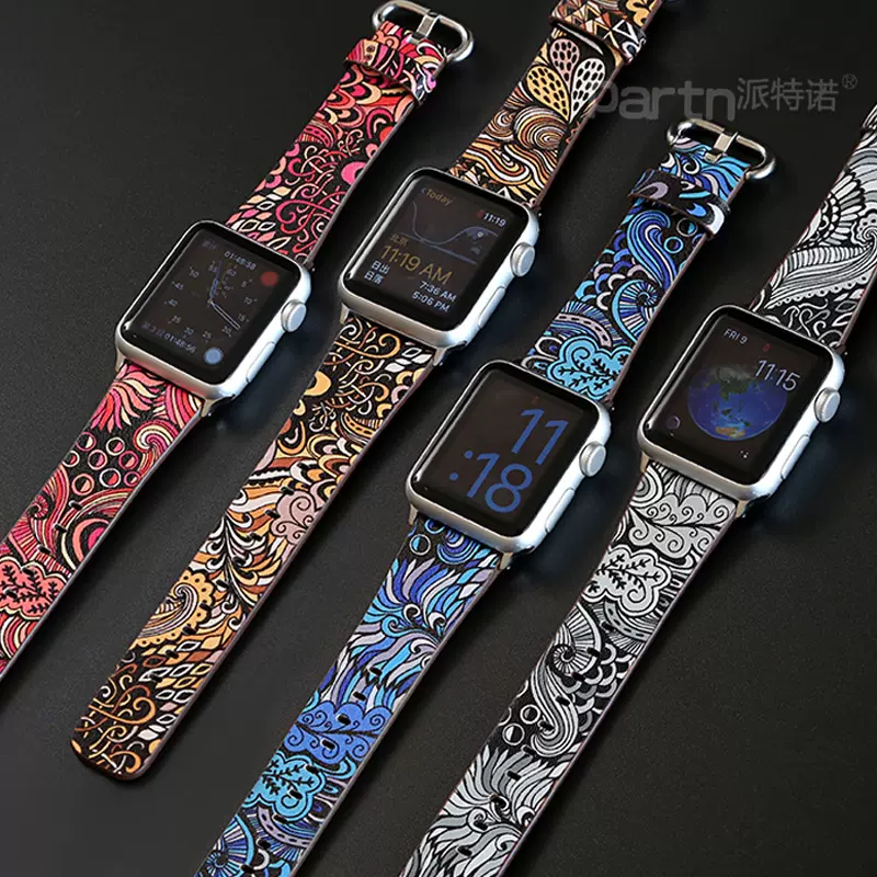 适用苹果apple Watch六 Se手表表带皮质iwatch1 2 3 4 5