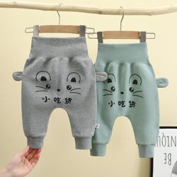 Baby pure cotton pants children's high waist belly protection large pp pants baby autumn and winter breathable butt pants newborn spanking