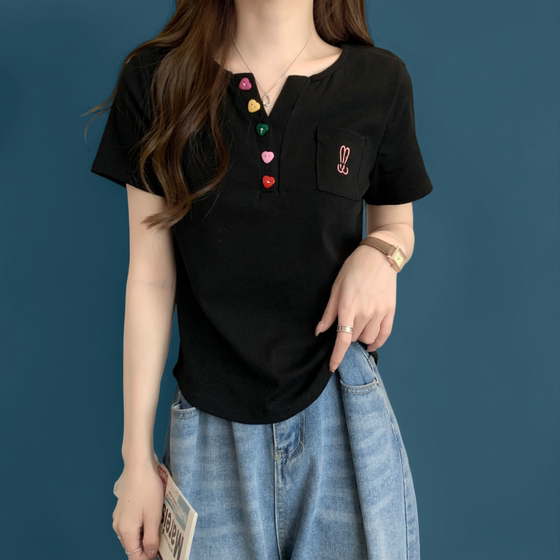 
300*0.5kg large size women's clothing fat mm slimming shoulders and waist pleated new design niche and unique top T-shirt for women