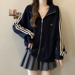 150kg Plus Size Women's Clothing for Fat Women, Autumn and Winter Casual Loose Zipper Sweatshirt, Long-Sleeved Cardigan Jacket, Slimming Top 2