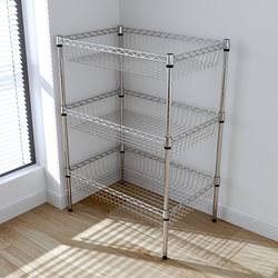 Mesh Basket Kitchen Storage Rack Fruit and Vegetable Storage Rack Movable Storage Rack Household Multi-Layer Floor-Standing Sundries Basket Rack