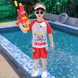 
Children's swimsuit boy Ultraman clothes split quick-drying swimsuit boy baby professional training swimming trunks swimsuit