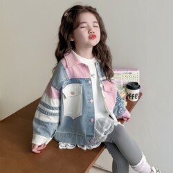 Girls' Denim Jacket Spring 2026 New Stylish Children's Clothing Casual Clothes Baby Tops Spring Jacket