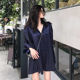 Spring and Autumn New Korean Loose Large Size BF Boyfriend Mid-Long Pajamas Comfortable Silk Gloss Satin Shirt Women