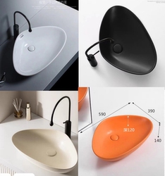 Large and Small Triangular Countertop Basins, Artistic Basins, Ceramic Washbasins, Wash Sinks, Single Basins for Home and Hotel Use