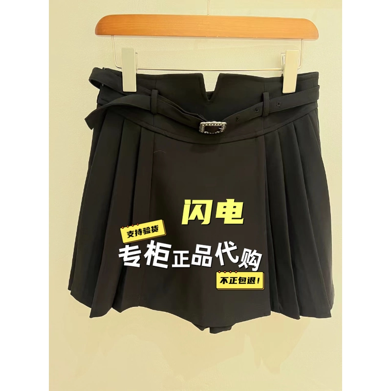特惠PIT2023秋国内专柜正品代购商场同款黑百褶短裙裤107C330713-Taobao