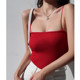 European and American slim-fit high-waist slim flat shoulder spaghetti straps knitted suspenders solid color sexy vest for women summer
