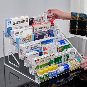 
Medicine storage box household ladder-type desktop large-capacity divided medical emergency display rack medicine box storage cabinet