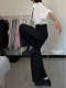 Large size high-waisted black suit pants for women in autumn straight-drooping sickle casual floor-sliding wide-leg scimitar pants