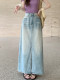 Large size retro blue skirt for women with high waist slim denim skirt summer niche slit skirt straight skirt long skirt