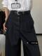 Large size high-waisted black suit pants for women in autumn straight-drooping sickle casual floor-sliding wide-leg scimitar pants
