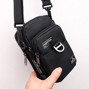 Youth fashion men's mobile phone bag multi -function messenger wearing leather pocket bag tide brand street wind hanging bag waterproof