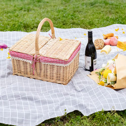 Trendy Outdoor Picnic Basket, Wicker and Rattan Picnic Mat, Portable Shopping Basket, Storage Flower Basket, Gift Packaging Basket