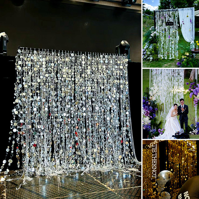 Silver sequin background cloth pendant Internet celebrity shop check-in decorative wall party birthday photo props holiday layout