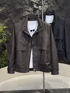 
Trendy motorcycle leather jacket men's jacket 2025 autumn and winter new short stand collar casual handsome men's jacket