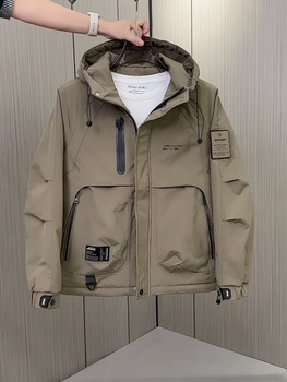 Winter new men's cotton coat thickened warm hooded work jacket trendy versatile casual jacket for men