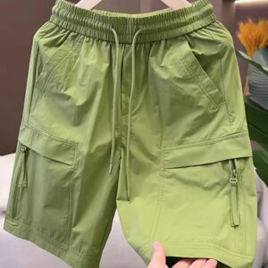 
2025 summer new mid-pants for men's fashion trendy work clothes shorts elastic waist drawstring design for men's five-point pants