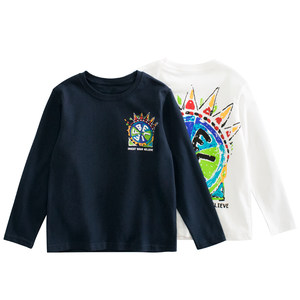 
Chinese and big children's spring and autumn new style boys' casual long-sleeved T-shirt Korean casual top trendy brand printed autumn base shirt