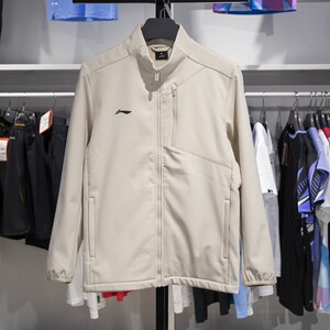 
Li Ning windproof jacket autumn and winter soft shell men's sports fitness plus velvet thermal windbreaker jacket AJDU301