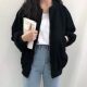 Casual loose large size fat mm black cotton baseball uniform work jacket for women in spring, autumn and winter Korean version versatile