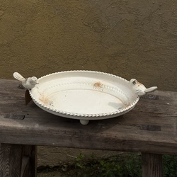 Sweet Garden Iron Art Bird Tray Flower Pot Vintage Distressed Thick Storage Decorative Gardening Landscaping Water Catcher Tray