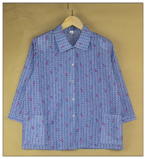 Middle -aged and elderly female mothers spring and autumn long -sleeved shirt shirt cardigan elderly summer clothes grandma set