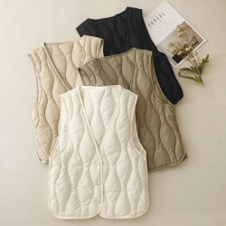 Xiaofeijia~2024 Autumn Style Lightweight Warm Vest Bottoming V-neck V-neck Vest