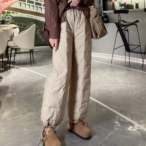 
European down cotton trousers for women in winter high-waisted loose straight casual trousers to wear as outerwear with Western-style quilted leggings bloomers