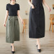 American retro workwear double pocket high waist skirt for women 2024 autumn new style versatile slim mid-length skirt
