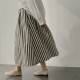 Japanese retro striped textured skirt for women 2025 spring and autumn design high waist slim drooping a-line umbrella skirt
