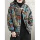 Winter large size loose cotton thickened printed long-sleeved cotton jacket for women age-reducing versatile short stand collar baseball uniform
