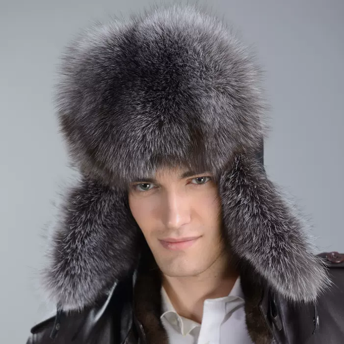 水獭帽子男貂皮帽子整张水獭帽时尚保暖棉帽地主帽真皮草帽貂毛帽