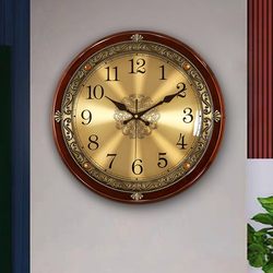 Solid Wood Light Luxury Wall Clock for Living Room, European Style Home Clock, Wall-Mounted American Style New Model, Stylish and Elegant Quartz Clock