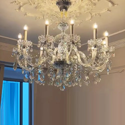 French-Style Living Room Crystal Chandelier, Modern, Simple, Light Luxury, Elegant, 2025 New Model, High-End Decorative Luxury Candle Lamp