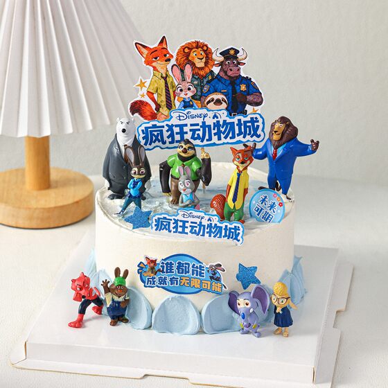 
Little Red Book's same style Zootopia cake decoration children's birthday Judy Rabbit Nick Fox ornament plug-in