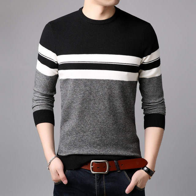 Playboy winter men's thickened woolen sweater long-sleeved round neck ...