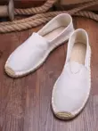 Mùa Hè Trơn Ống Hút Vải Của Người Cá Giày Nam Vải Lanh Đáy Giày Lười Giày Phong Cách Trung Hoa Cũ Bắc Kinh giày Vải Lanh