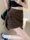 Large size irregular skirt for women, short skirt for summer fat mm slim and versatile high waist design drawstring A-line skirt pants