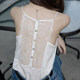 French elegant high-end outdoor wear beautiful back lace suspender sleeveless inner wear loose suit shirt bottom vest shirt
