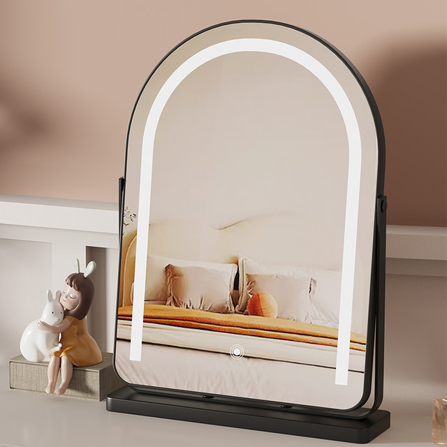 Rotating makeup mirror desktop tabletop lighted dressing mirror light ...