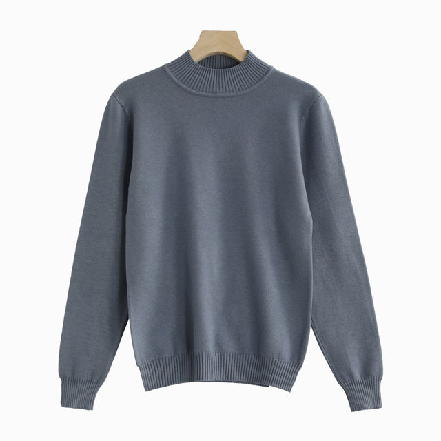 Spring and autumn thickened mid-collar sweater men's half turtleneck ...