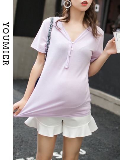 Top Allattamento Donna Manica Corta - Maglia Premaman Estiva, Poliestere - Foto 7