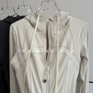 
Sports jacket women's slim stand-up collar hooded slim fitness jacket long-sleeved morning running yoga top autumn and winter