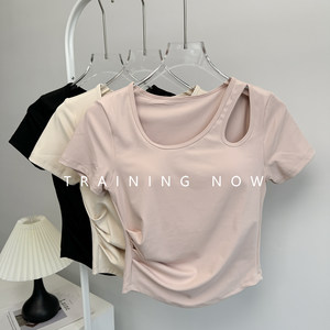 
Short-sleeved women's summer breathable quick-drying morning jogging suit tight slimming yoga exercise bodysuit