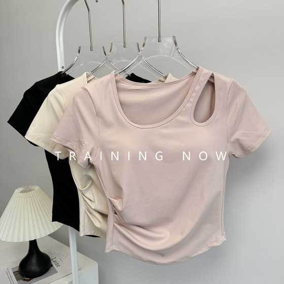 
Short-sleeved women's summer breathable quick-drying morning jogging suit tight slimming yoga exercise bodysuit