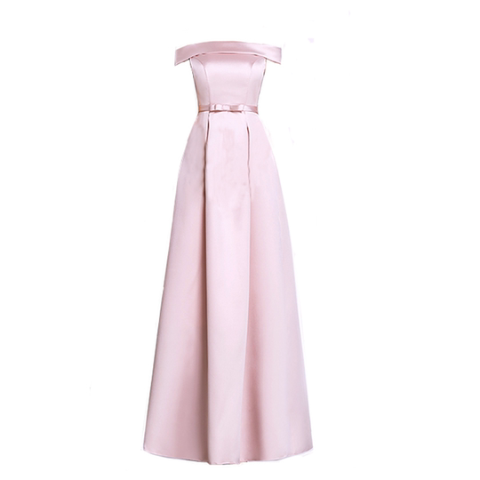 Pink Korean Style Bridesmaid Dress - Long Evening Gown