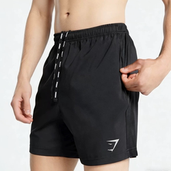 Gym Uk Shark Quick-Drying Shorts with Spliced Design, Breathable Sports Fitness Training Men's Running Quarter Pants