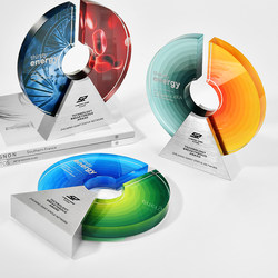 Creative New High-End Crystal Trophy Round Colorful Metal Medal Event Anniversary Outstanding Employee Gift