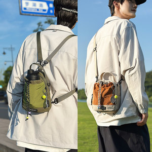 Dual-purpose crossbody water cup bag outdoor sports backpack niche casual shoulder bag light hiking kettle bag