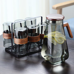 Household Cold Water Pitcher and Cup Set, Glass Water Jug Set, High-Temperature Resistant Glass Cold Water Pitcher and Cup Set